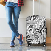 Polynesia Luggage Cover Tribal Polynesian Spirit With White Pacific Flowers LT9 - Polynesian Pride