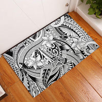 Polynesia Rubber Doormat Tribal Polynesian Spirit With White Pacific Flowers LT9 White - Polynesian Pride