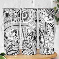 White Pacific Flowers Tribal Polynesian Spirit Skinny Tumbler LT9 - Polynesian Pride
