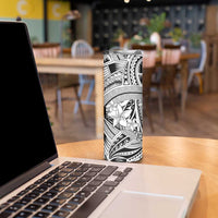 White Pacific Flowers Tribal Polynesian Spirit Skinny Tumbler LT9 - Polynesian Pride
