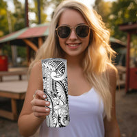 White Pacific Flowers Tribal Polynesian Spirit Skinny Tumbler LT9 - Polynesian Pride