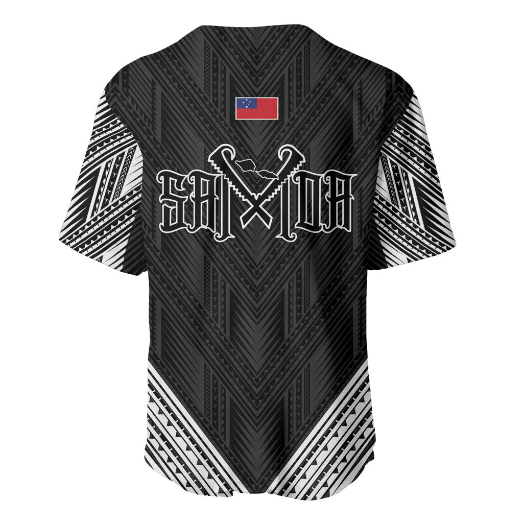 Black Samoa Tribal Chest Tattoo Baseball Jersey LT9 - Polynesian Pride