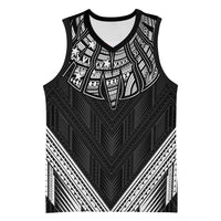 Black Samoa Tribal Chest Tattoo Basketball Jersey LT9 Unisex Black - Polynesian Pride