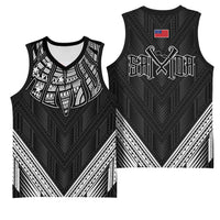 Black Samoa Tribal Chest Tattoo Basketball Jersey LT9 - Polynesian Pride