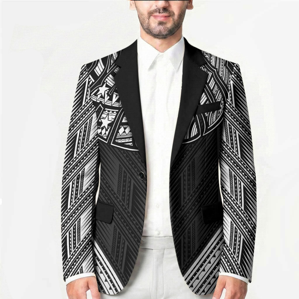 Black Samoa Tribal Chest Tattoo Blazer LT9 - Polynesian Pride