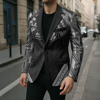 Black Samoa Tribal Chest Tattoo Blazer LT9 - Polynesian Pride