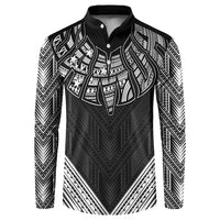 Black Samoa Tribal Chest Tattoo Button Sweatshirt LT9 Black - Polynesian Pride