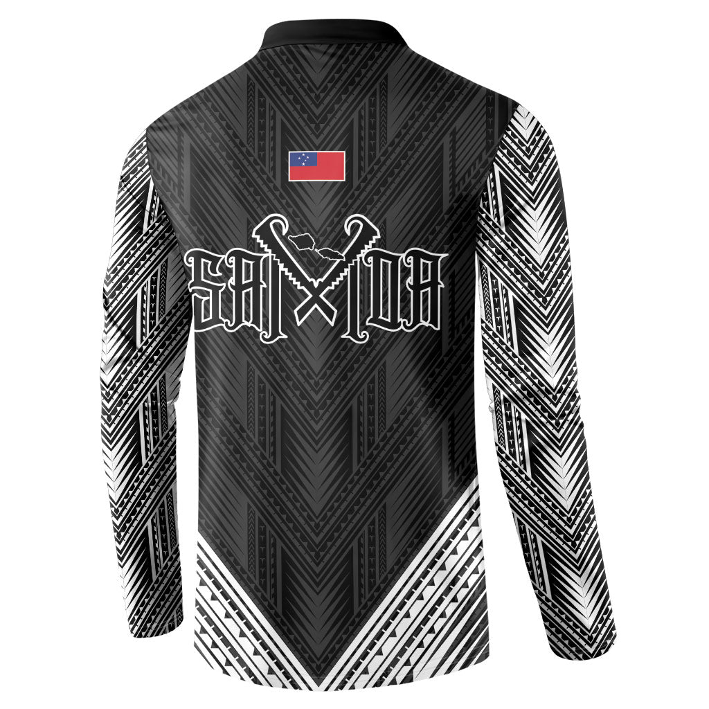 Black Samoa Tribal Chest Tattoo Button Sweatshirt LT9 - Polynesian Pride