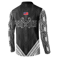 Black Samoa Tribal Chest Tattoo Button Sweatshirt LT9 - Polynesian Pride
