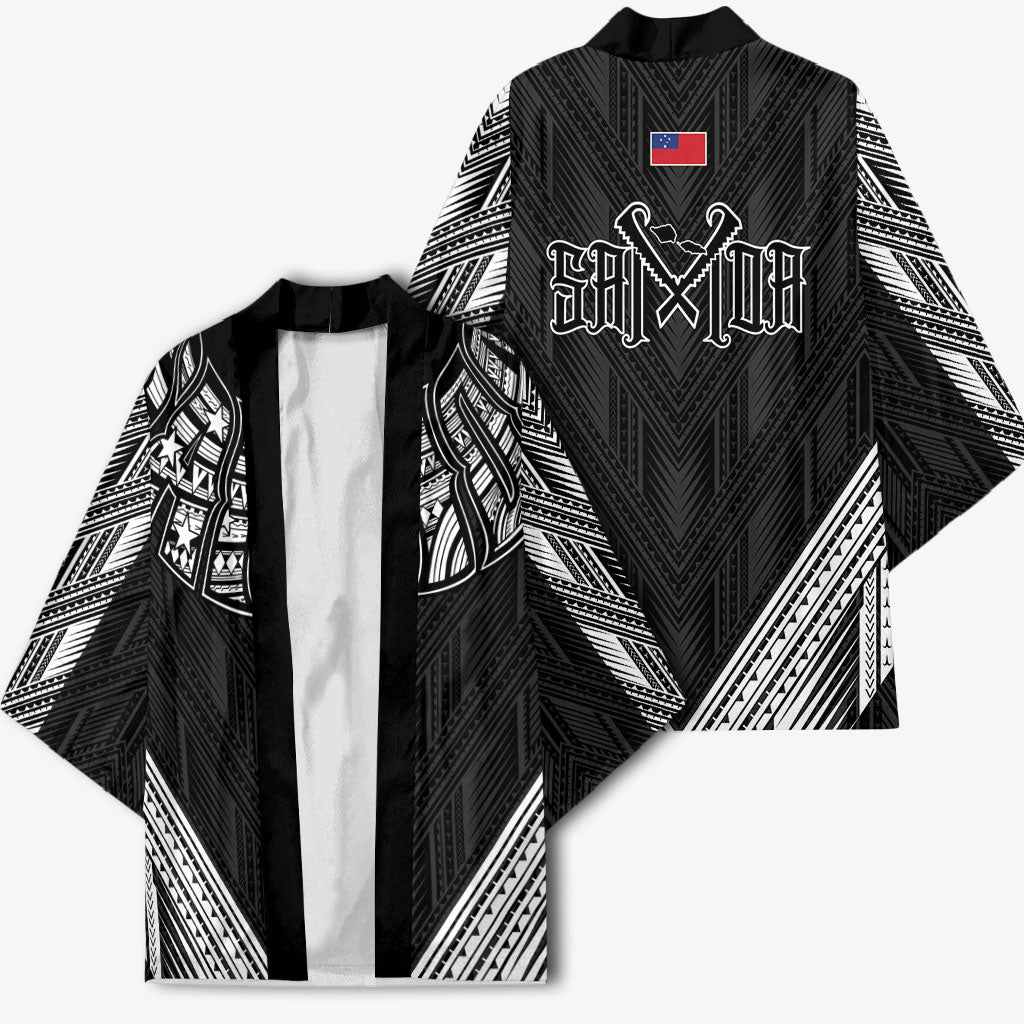 Black Samoa Tribal Chest Tattoo Kimono LT9 - Polynesian Pride
