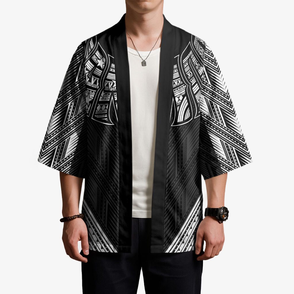 Black Samoa Tribal Chest Tattoo Kimono LT9 - Polynesian Pride