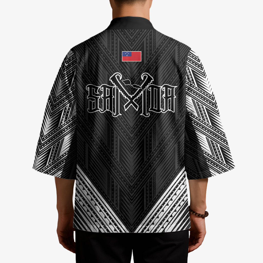 Black Samoa Tribal Chest Tattoo Kimono LT9 - Polynesian Pride
