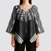 Black Samoa Tribal Chest Tattoo Kimono Sleeve Blouse LT9 - Polynesian Pride