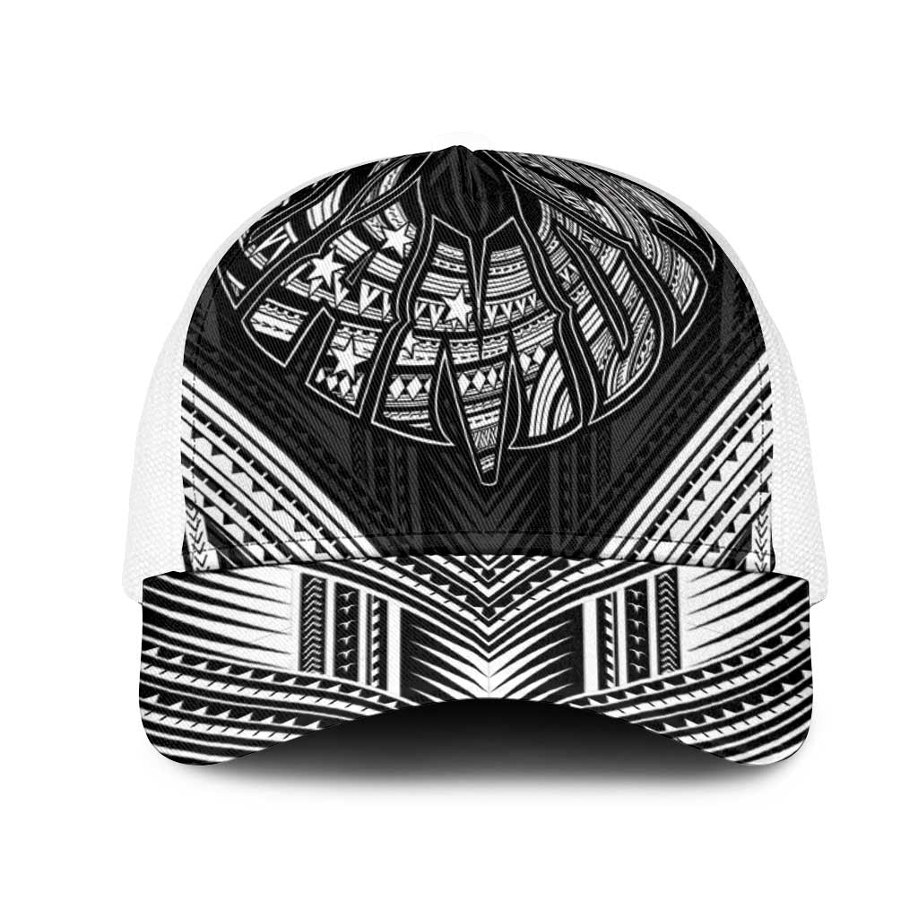 Black Samoa Tribal Chest Tattoo Mesh Trucker Cap LT9 One Size White Black - Polynesian Pride