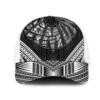 Black Samoa Tribal Chest Tattoo Mesh Trucker Cap LT9 One Size White Black - Polynesian Pride