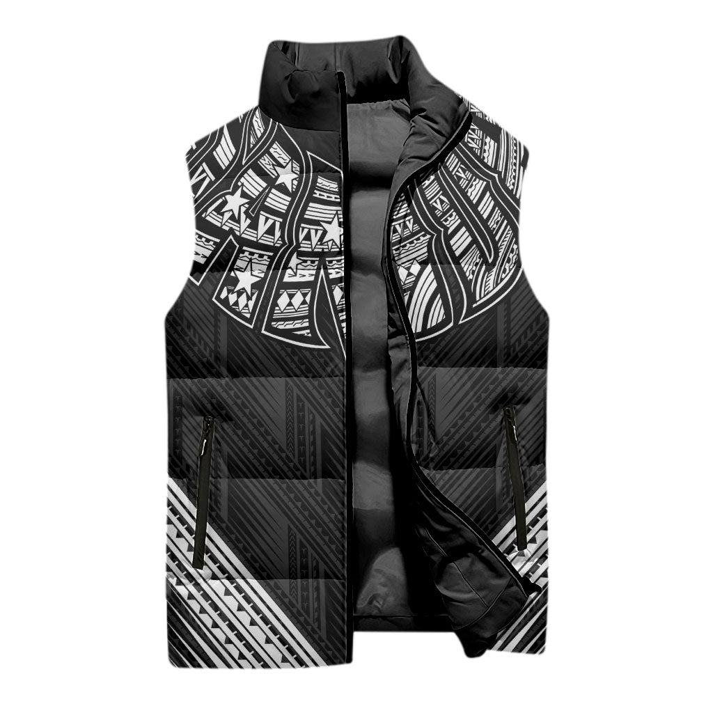 Black Samoa Tribal Chest Tattoo Sleeveless Puffer Jacket LT9 - Polynesian Pride