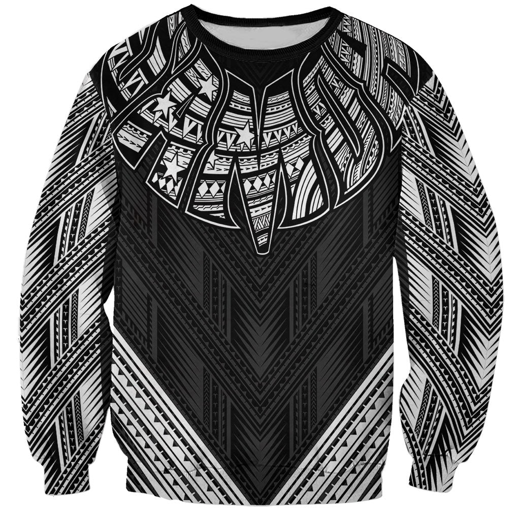 Black Samoa Tribal Chest Tattoo Sweatshirt LT9 Unisex Black - Polynesian Pride