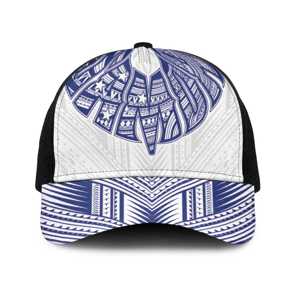 White Samoa Tribal Chest Tattoo Baseball Net Cap LT9 One Size Black White - Polynesian Pride