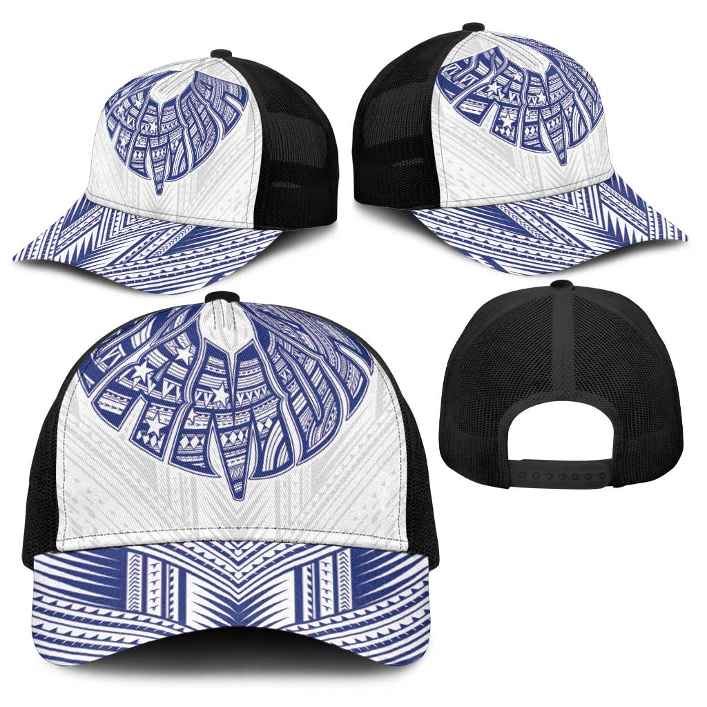 White Samoa Tribal Chest Tattoo Baseball Net Cap LT9 - Polynesian Pride