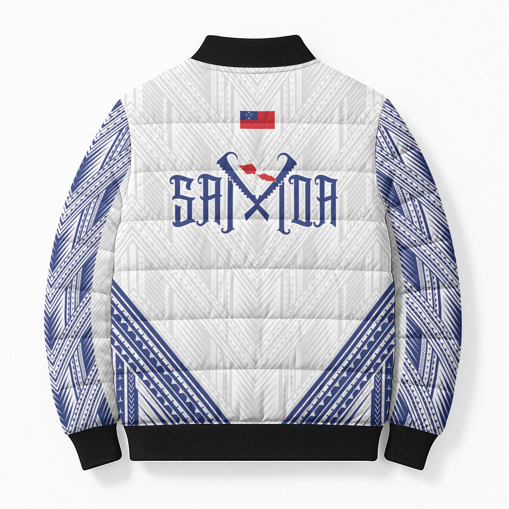 White Samoa Tribal Chest Tattoo Bomber Puffer Jacket LT9 - Polynesian Pride
