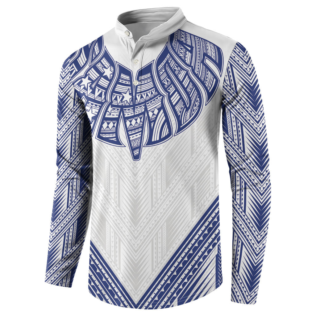 White Samoa Tribal Chest Tattoo Button Sweatshirt LT9 - Polynesian Pride