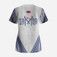 White Samoa Tribal Chest Tattoo Scrub Top LT9 - Polynesian Pride