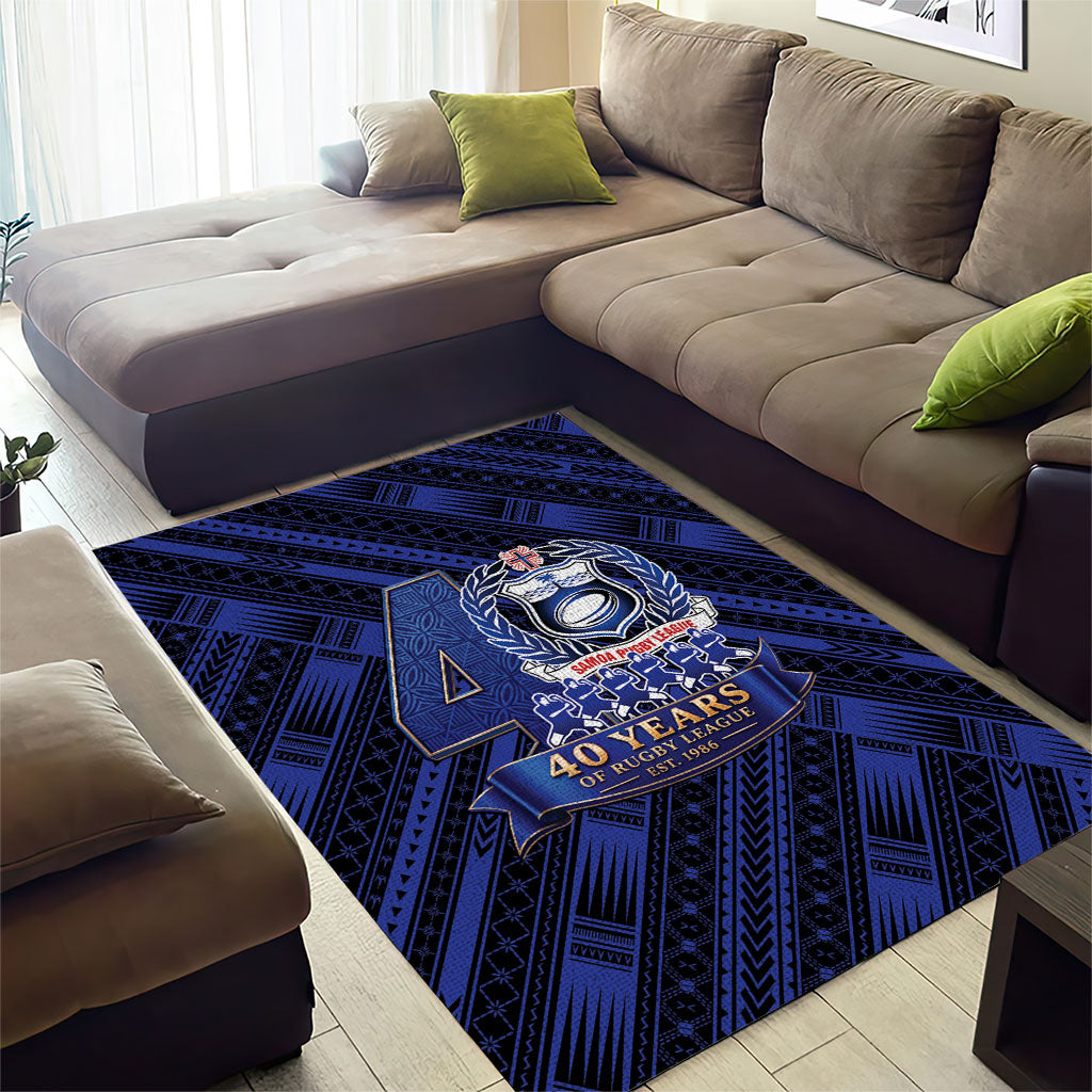 Toa Samoa 40th Anniversary Area Rug Royal Blue Tribal LT9 - Polynesian Pride