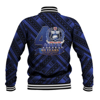 Toa Samoa 40th Anniversary Baseball Jacket Royal Blue Tribal LT9 - Polynesian Pride