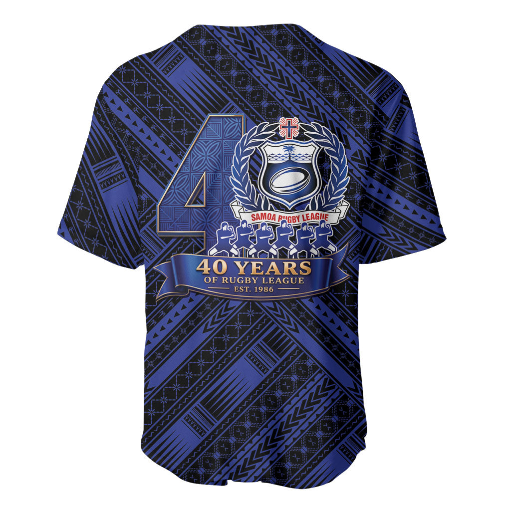 Toa Samoa 40th Anniversary Baseball Jersey Royal Blue Tribal LT9 - Polynesian Pride
