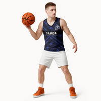 Toa Samoa 40th Anniversary Basketball Jersey Royal Blue Tribal LT9 - Polynesian Pride