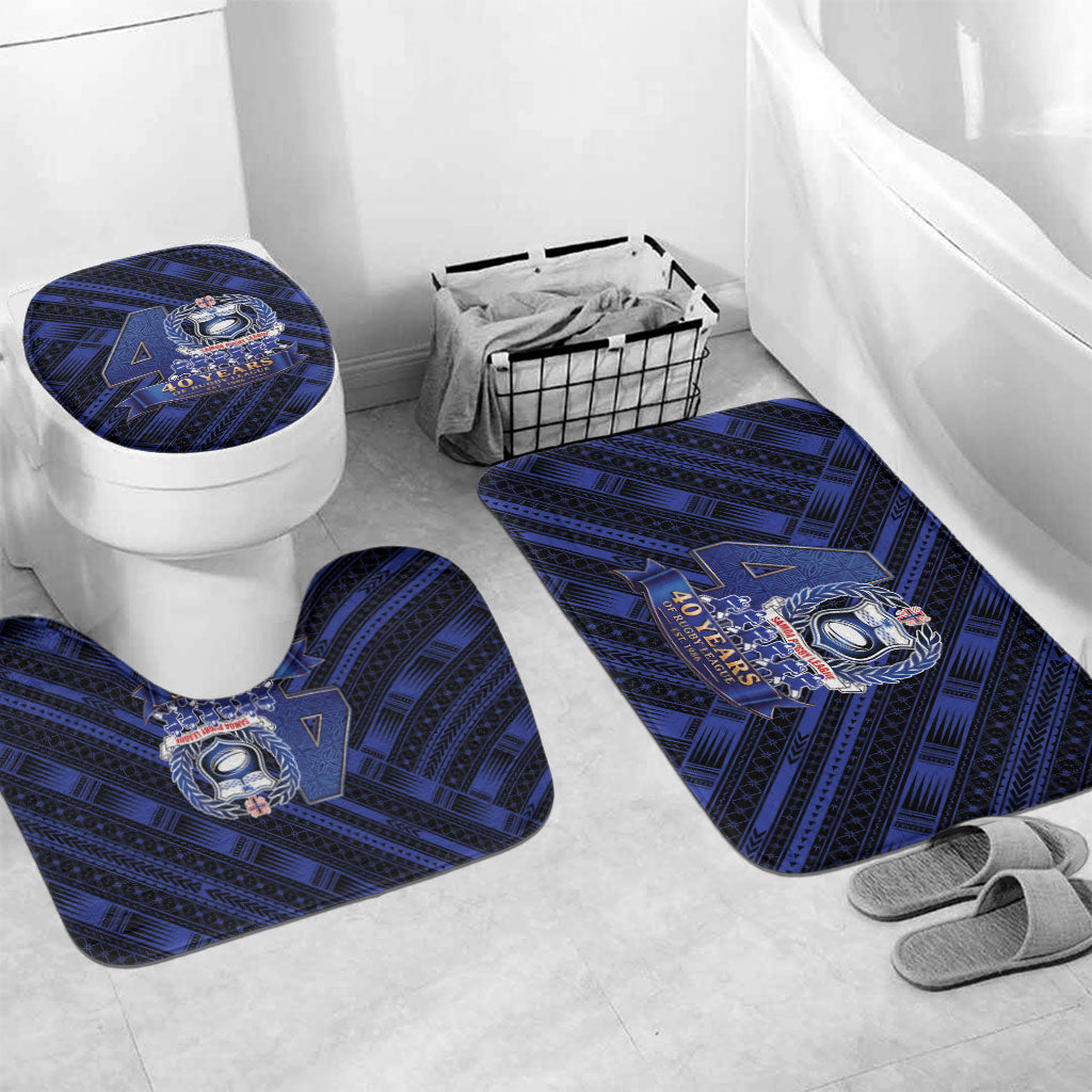 Toa Samoa 40th Anniversary Bathroom Set Royal Blue Tribal LT9 Mat Set Only (3 pcs) One Size Blue - Polynesian Pride