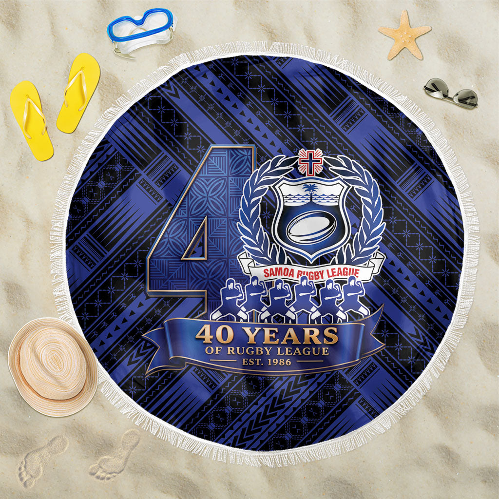 Toa Samoa 40th Anniversary Beach Blanket Royal Blue Tribal LT9 One Size 150cm Blue - Polynesian Pride