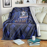 Toa Samoa 40th Anniversary Blanket Royal Blue Tribal LT9 Blue - Polynesian Pride