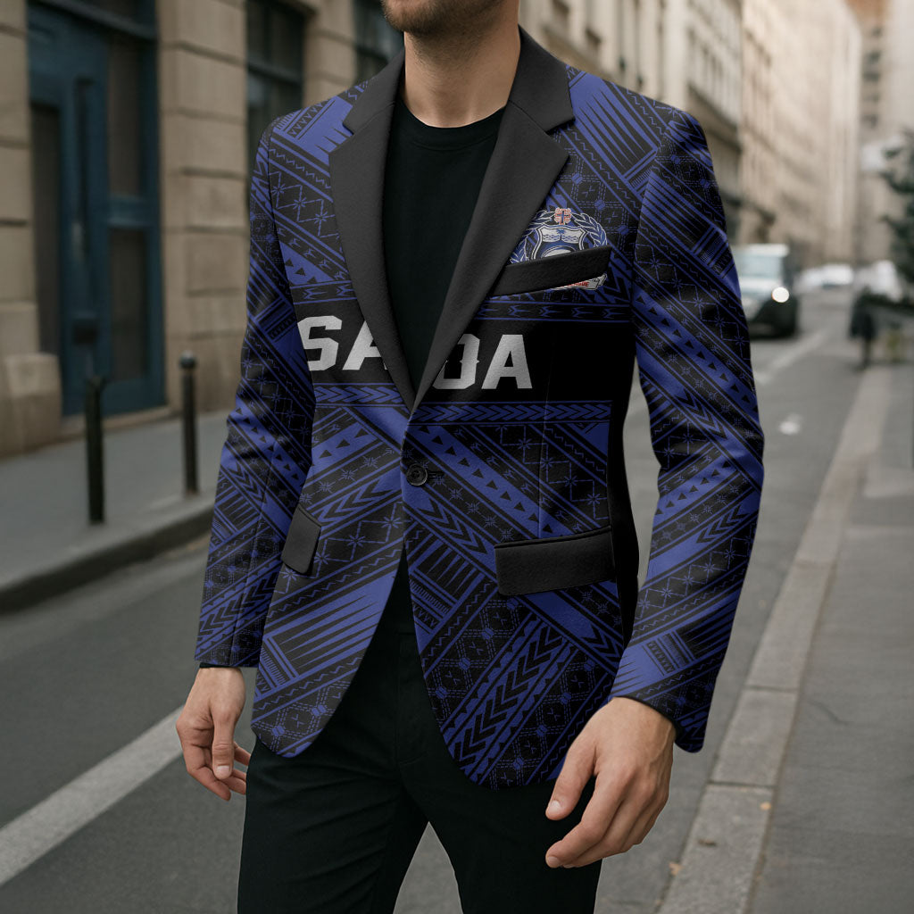 Toa Samoa 40th Anniversary Blazer Royal Blue Tribal LT9 - Polynesian Pride