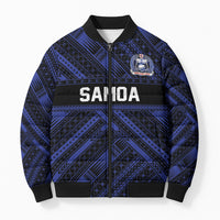 Toa Samoa 40th Anniversary Bomber Puffer Jacket Royal Blue Tribal LT9 Unisex Blue - Polynesian Pride