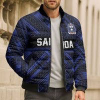 Toa Samoa 40th Anniversary Bomber Puffer Jacket Royal Blue Tribal LT9 - Polynesian Pride