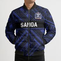 Toa Samoa 40th Anniversary Bomber Puffer Jacket Royal Blue Tribal LT9 - Polynesian Pride