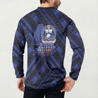 Toa Samoa 40th Anniversary Button Sweatshirt Royal Blue Tribal LT9 - Polynesian Pride