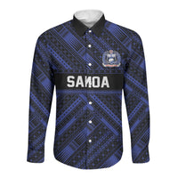 Toa Samoa 40th Anniversary Long Sleeve Button Shirt Royal Blue Tribal LT9 Unisex Blue - Polynesian Pride