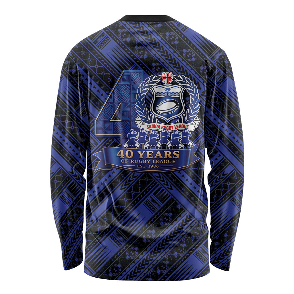 Toa Samoa 40th Anniversary Long Sleeve Shirt Royal Blue Tribal LT9 - Polynesian Pride