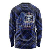 Toa Samoa 40th Anniversary Long Sleeve Shirt Royal Blue Tribal LT9 - Polynesian Pride