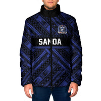 Toa Samoa 40th Anniversary Padded Jacket Royal Blue Tribal LT9 Men Blue - Polynesian Pride