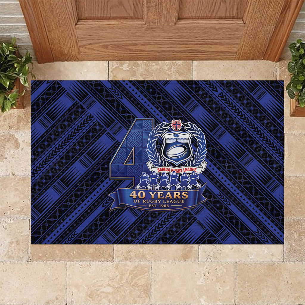 Toa Samoa 40th Anniversary Rubber Doormat Royal Blue Tribal LT9 Blue - Polynesian Pride