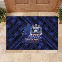 Toa Samoa 40th Anniversary Rubber Doormat Royal Blue Tribal LT9 Blue - Polynesian Pride