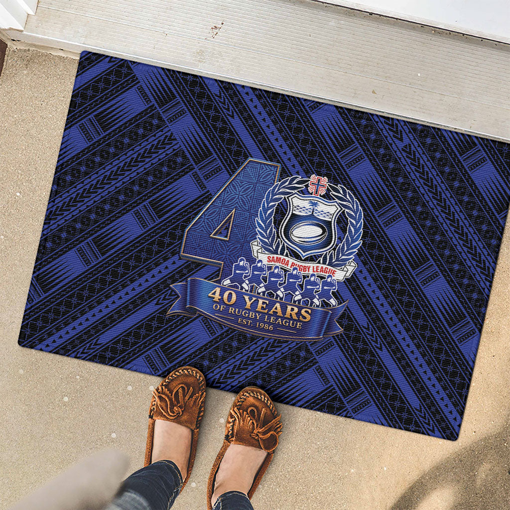 Toa Samoa 40th Anniversary Rubber Doormat Royal Blue Tribal LT9 - Polynesian Pride
