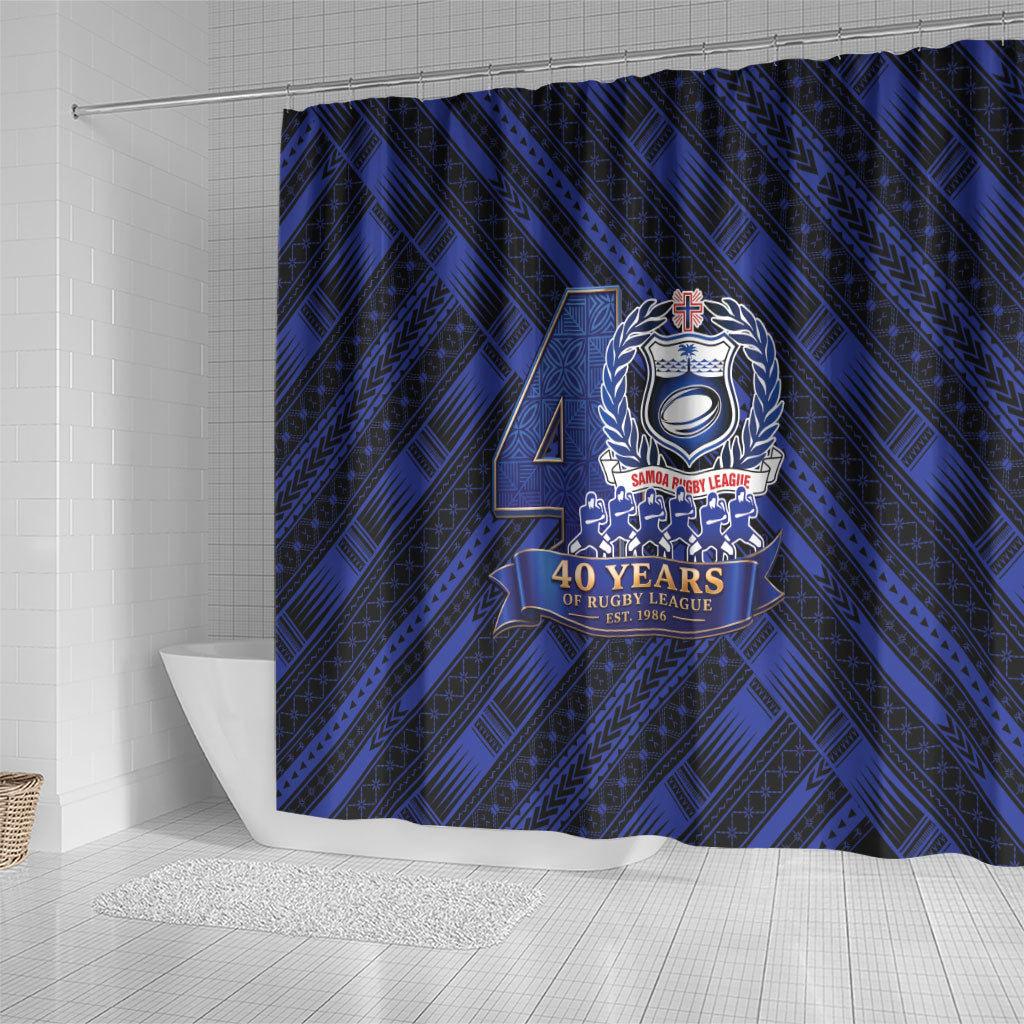 Toa Samoa 40th Anniversary Shower Curtain Royal Blue Tribal LT9 - Polynesian Pride