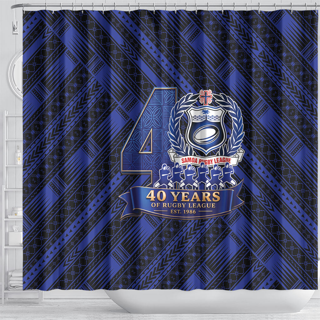 Toa Samoa 40th Anniversary Shower Curtain Royal Blue Tribal LT9 - Polynesian Pride