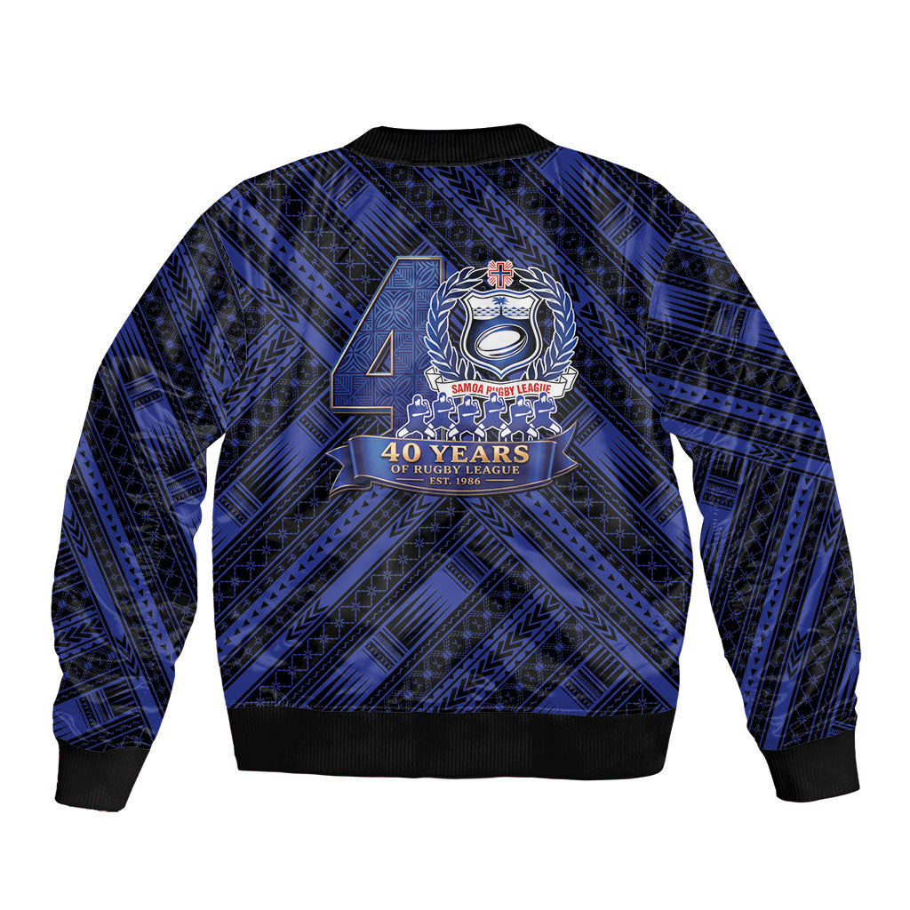 Toa Samoa 40th Anniversary Sleeve Zip Bomber Jacket Royal Blue Tribal LT9 - Polynesian Pride
