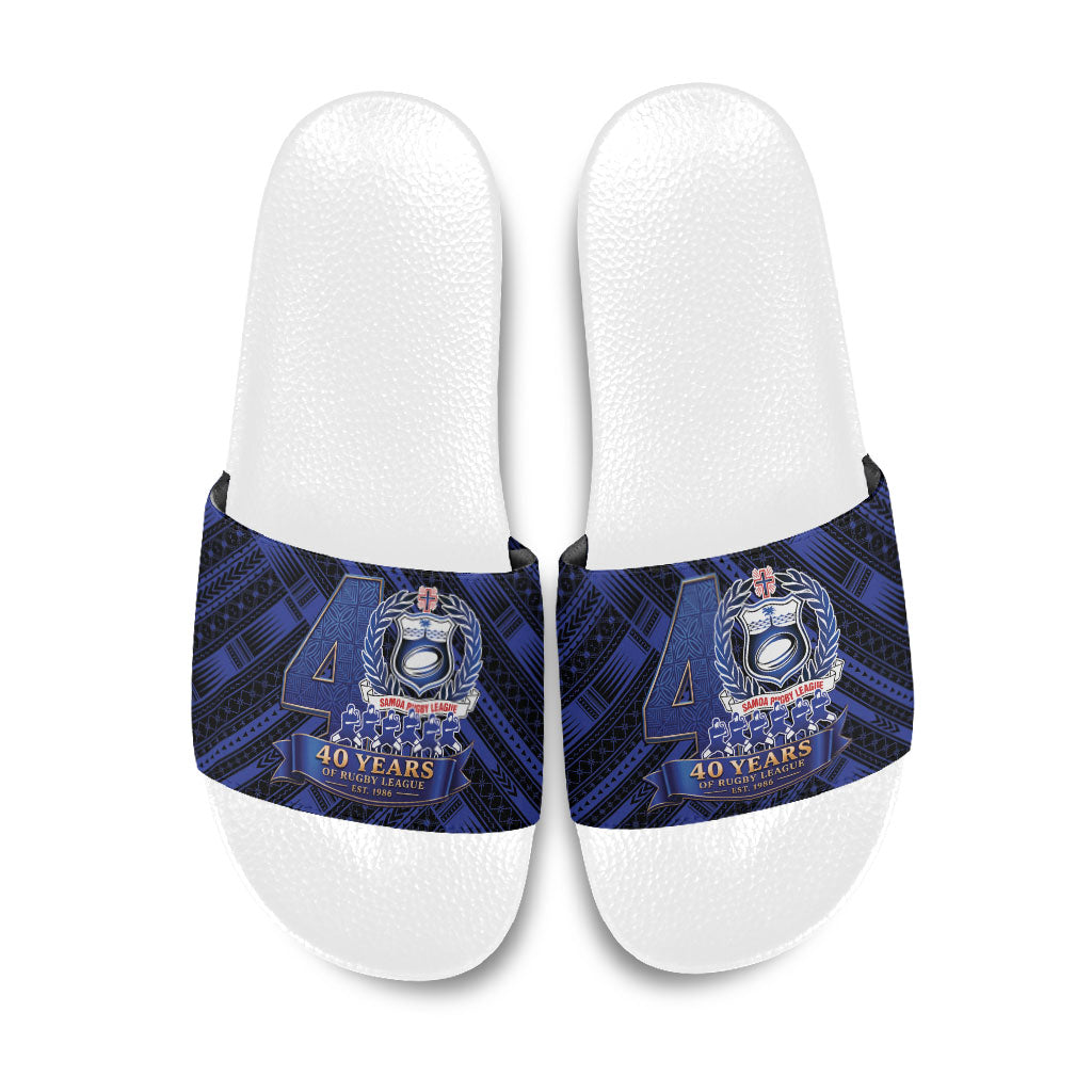 Toa Samoa 40th Anniversary Slide Sandals Royal Blue Tribal LT9 Blue - Polynesian Pride