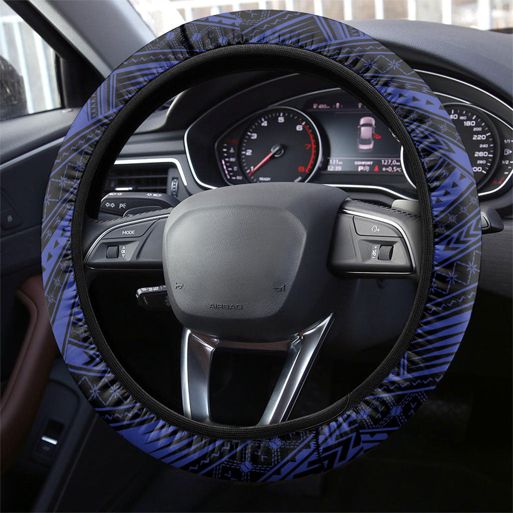Toa Samoa 40th Anniversary Steering Wheel Cover Royal Blue Tribal LT9 - Polynesian Pride